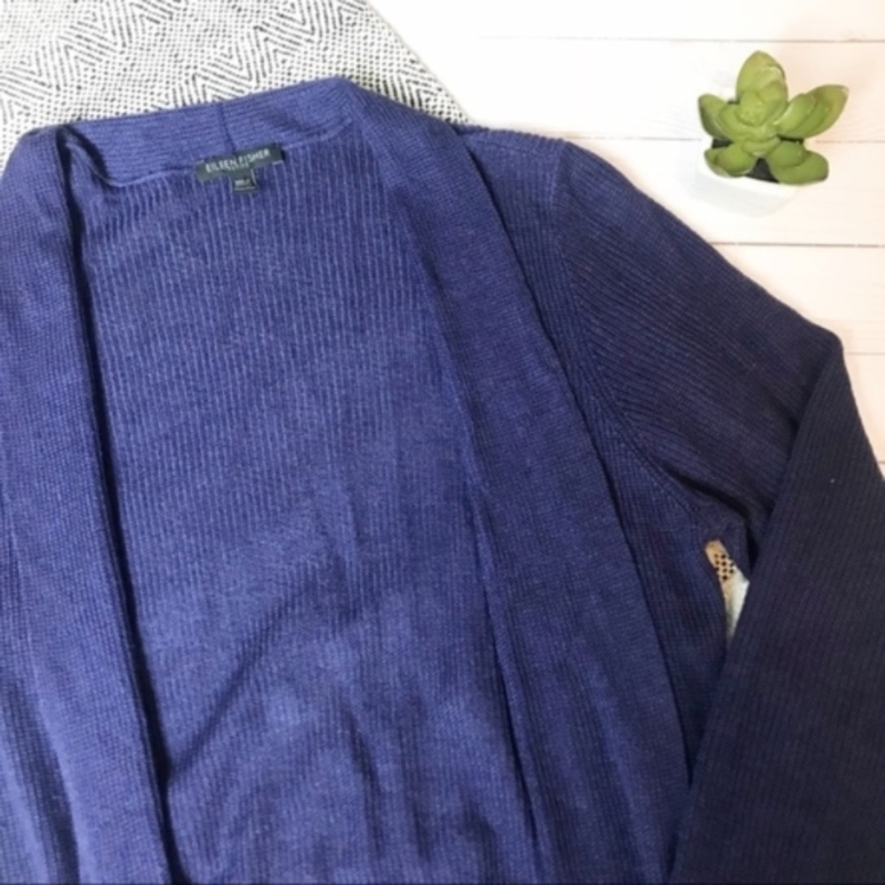 Eileen Fisher Navy Open Long Cardigan Size PM